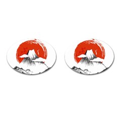 Mount Fuji Mountain Ink Wash Painting Cufflinks (oval) by Vaneshart