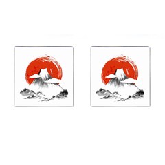 Mount Fuji Mountain Ink Wash Painting Cufflinks (square) by Vaneshart