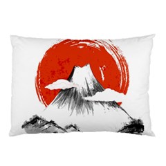 Mount Fuji Mountain Ink Wash Painting Pillow Case by Vaneshart