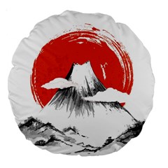 Mount Fuji Mountain Ink Wash Painting Large 18  Premium Round Cushions by Vaneshart