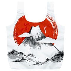 Mount Fuji Mountain Ink Wash Painting Full Print Recycle Bag (xl) by Vaneshart