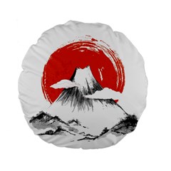 Mount Fuji Mountain Ink Wash Painting Standard 15  Premium Flano Round Cushions by Vaneshart