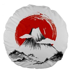 Mount Fuji Mountain Ink Wash Painting Large 18  Premium Flano Round Cushions by Vaneshart