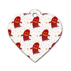 Ghost Halloween Drawing Flower Leaf Dog Tag Heart (one Side) by Vaneshart