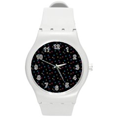 Background Abstract Texture Color Round Plastic Sport Watch (m) by Vaneshart