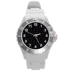 Background Abstract Texture Color Round Plastic Sport Watch (l) by Vaneshart