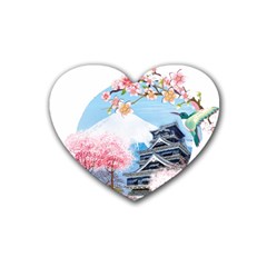 Japan National Cherry Blossom Festival Japanese Rubber Coaster (heart)  by Vaneshart