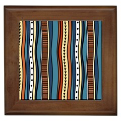 Stripes Hand Drawn Tribal Colorful Background Pattern Framed Tile by Vaneshart