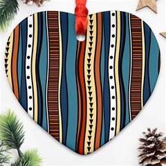 Stripes Hand Drawn Tribal Colorful Background Pattern Ornament (heart) by Vaneshart