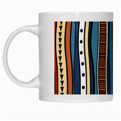 Stripes Hand Drawn Tribal Colorful Background Pattern White Mugs by Vaneshart