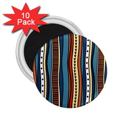 Stripes Hand Drawn Tribal Colorful Background Pattern 2 25  Magnets (10 Pack)  by Vaneshart