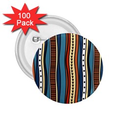 Stripes Hand Drawn Tribal Colorful Background Pattern 2 25  Buttons (100 Pack)  by Vaneshart