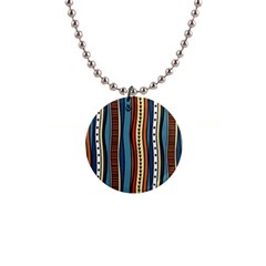 Stripes Hand Drawn Tribal Colorful Background Pattern 1  Button Necklace by Vaneshart