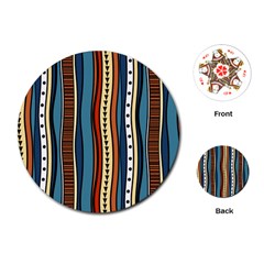 Stripes Hand Drawn Tribal Colorful Background Pattern Playing Cards Single Design (round) by Vaneshart