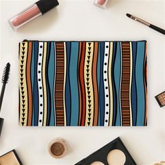 Stripes Hand Drawn Tribal Colorful Background Pattern Cosmetic Bag (large) by Vaneshart