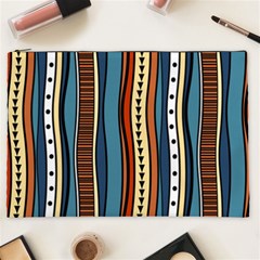 Stripes Hand Drawn Tribal Colorful Background Pattern Cosmetic Bag (xxl) by Vaneshart