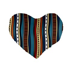 Stripes Hand Drawn Tribal Colorful Background Pattern Standard 16  Premium Heart Shape Cushions by Vaneshart