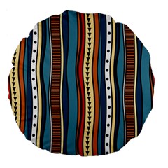 Stripes Hand Drawn Tribal Colorful Background Pattern Large 18  Premium Flano Round Cushions by Vaneshart