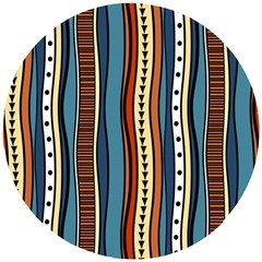 Stripes Hand Drawn Tribal Colorful Background Pattern Wooden Puzzle Round