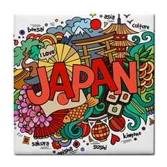 Earthquake And Tsunami Drawing Japan Illustration Tile Coaster