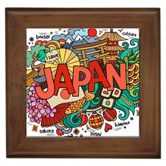 Earthquake And Tsunami Drawing Japan Illustration Framed Tile