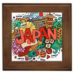 Earthquake And Tsunami Drawing Japan Illustration Framed Tile Front