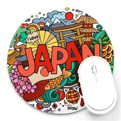 Earthquake And Tsunami Drawing Japan Illustration Round Mousepads