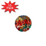 Earthquake And Tsunami Drawing Japan Illustration 1  Mini Buttons (10 pack)  Front