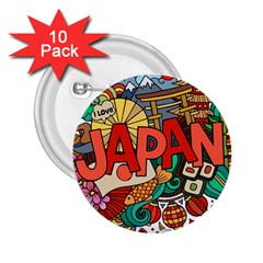 Earthquake And Tsunami Drawing Japan Illustration 2.25  Buttons (10 pack) 