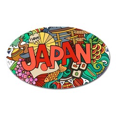 Earthquake And Tsunami Drawing Japan Illustration Oval Magnet by Vaneshart