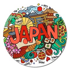 Earthquake And Tsunami Drawing Japan Illustration Magnet 5  (round) by Vaneshart