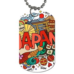 Earthquake And Tsunami Drawing Japan Illustration Dog Tag (One Side)