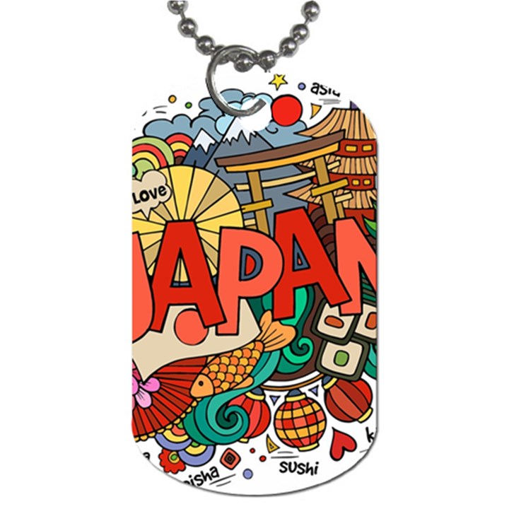 Earthquake And Tsunami Drawing Japan Illustration Dog Tag (Two Sides)