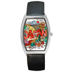 Earthquake And Tsunami Drawing Japan Illustration Barrel Style Metal Watch by Vaneshart