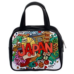 Earthquake And Tsunami Drawing Japan Illustration Classic Handbag (Two Sides)