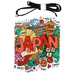 Earthquake And Tsunami Drawing Japan Illustration Shoulder Sling Bag by Vaneshart