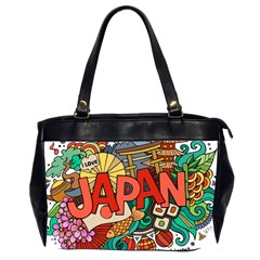 Earthquake And Tsunami Drawing Japan Illustration Oversize Office Handbag (2 Sides)