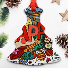 Earthquake And Tsunami Drawing Japan Illustration Ornament (Christmas Tree) 