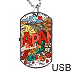 Earthquake And Tsunami Drawing Japan Illustration Dog Tag USB Flash (One Side) Front