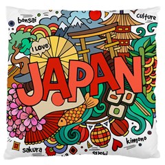 Earthquake And Tsunami Drawing Japan Illustration Large Cushion Case (Two Sides)