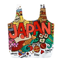 Earthquake And Tsunami Drawing Japan Illustration Full Print Recycle Bag (L)