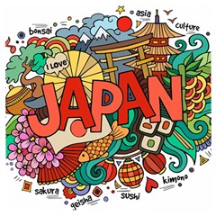 Earthquake And Tsunami Drawing Japan Illustration Wooden Puzzle Square