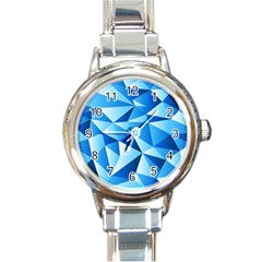 Triangles Abstract Blue Round Italian Charm Watch by Vaneshart