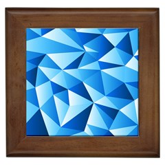 Triangles Abstract Blue Framed Tile