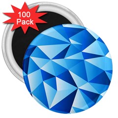 Triangles Abstract Blue 3  Magnets (100 Pack) by Vaneshart