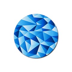 Triangles Abstract Blue Rubber Coaster (round) 