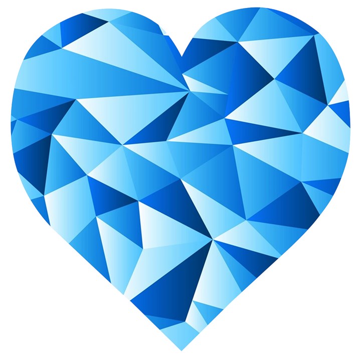 Triangles Abstract Blue Wooden Puzzle Heart