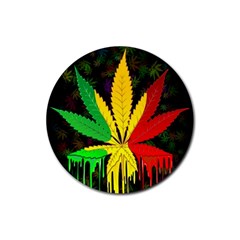 Cannabis Leaf Color Rubber Round Coaster (4 Pack)  by Vaneshart