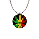 Cannabis Leaf Color 1  Button Necklace Front