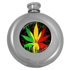 Cannabis Leaf Color Round Hip Flask (5 Oz) by Vaneshart